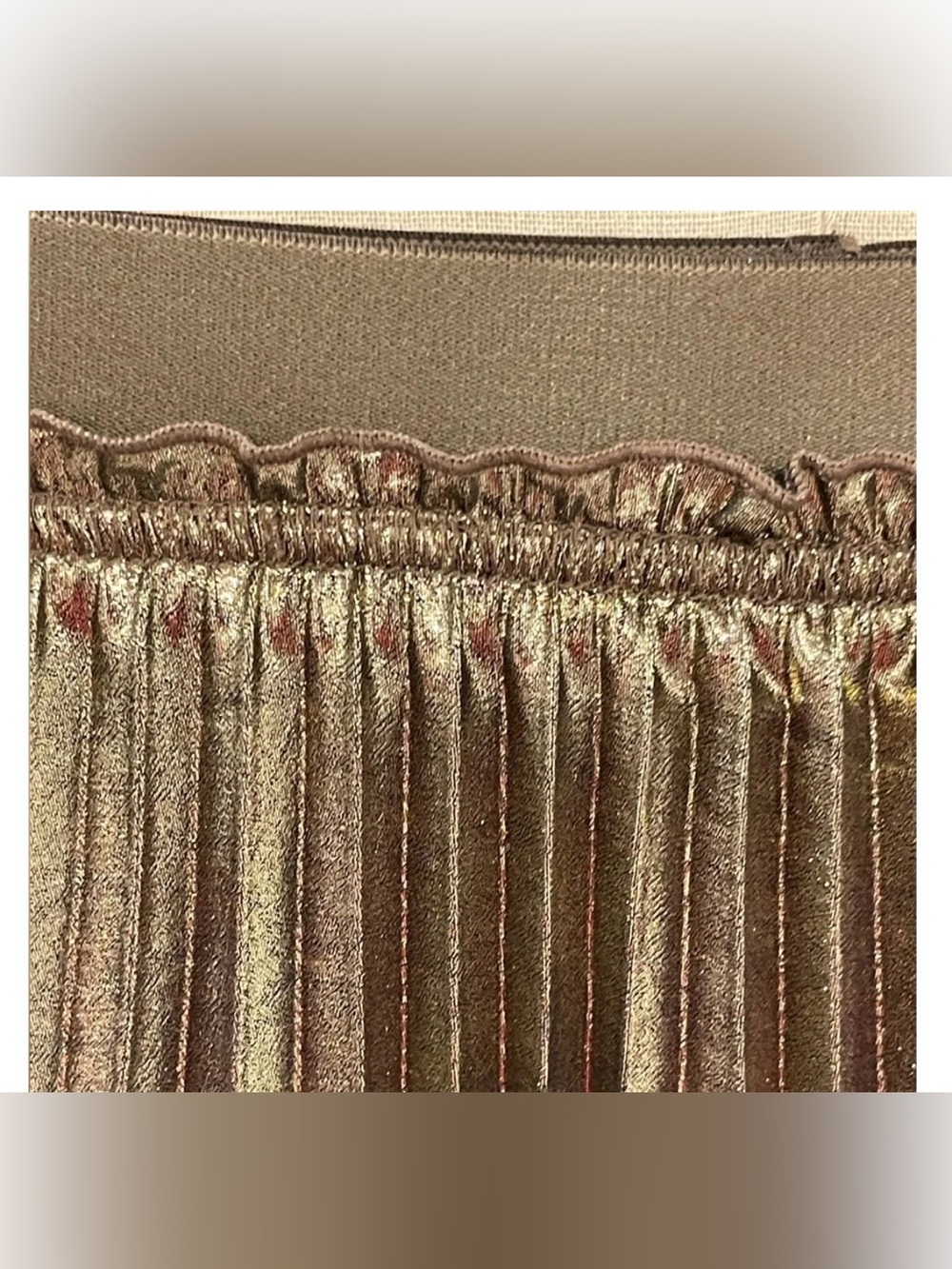 Ted Baker Metallic Gold Pleated Midi Skirt - Picture 5 of 11